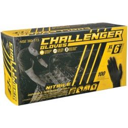 Guantes de nitrilo sin polvo, challenger, 6 mil, negros, pequeños