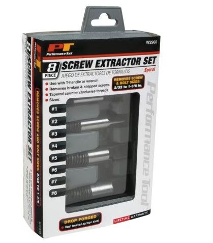 Juego de extractores de tornillos performance tool de 8 piezas
