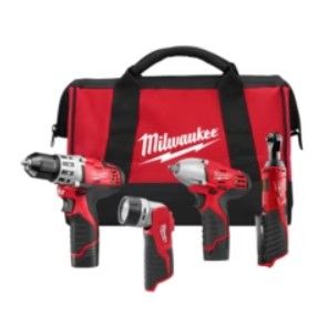 Cordless 4-tool kit taladro mandril y pistola luces