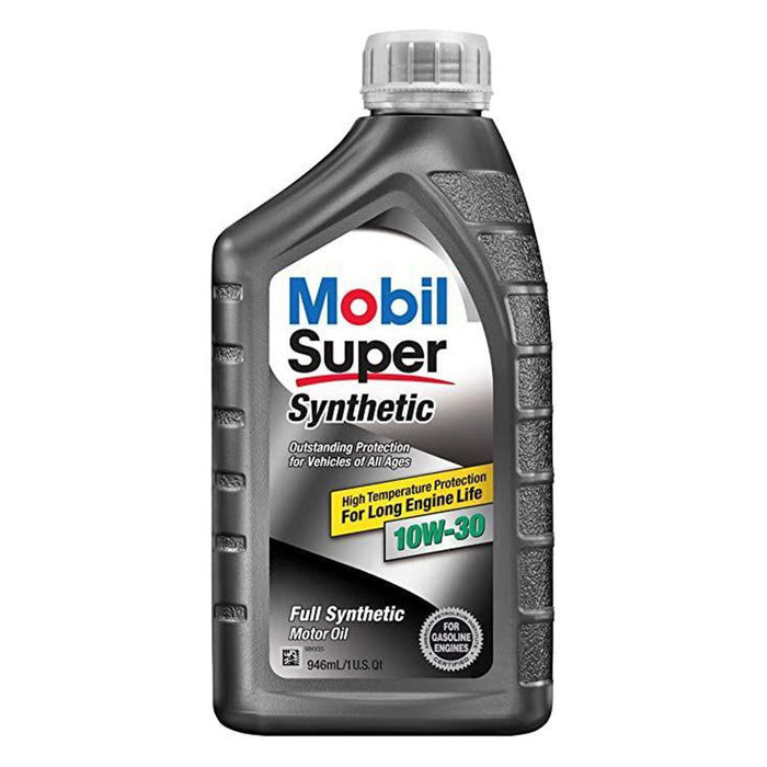 Mobil super synthetic 10w-30, aceite sintético para motores gasolina, garantiza protección contra el desgaste, la corrosión, excelente propiedades limpieza prologando la vida util de tu motor.