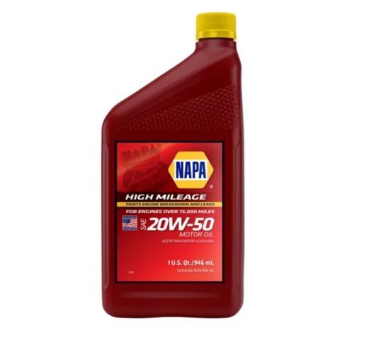 Aceite de motor de alto kilometraje napa 20w50 de alto kilometraje 1 cuarto (ee. uu.)