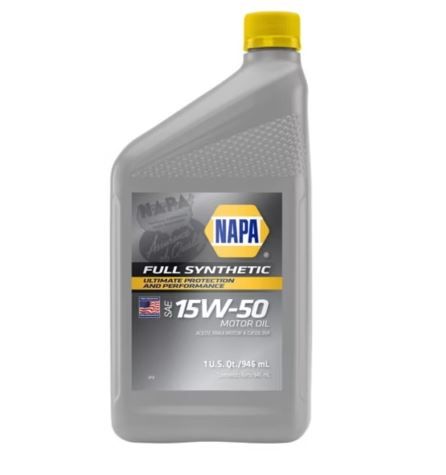 Aceite de motor napa 15w50 totalmente sintético 1 cuarto de galón (ee. uu.)