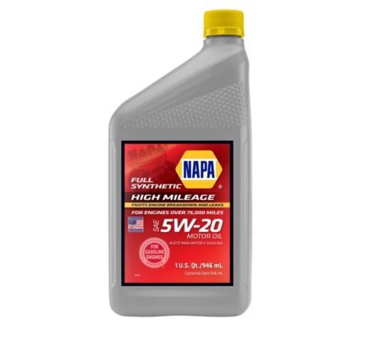 Aceite de motor napa 5w20 totalmente sintético de alto kilometraje, 1 cuarto de galón (ee. uu.)